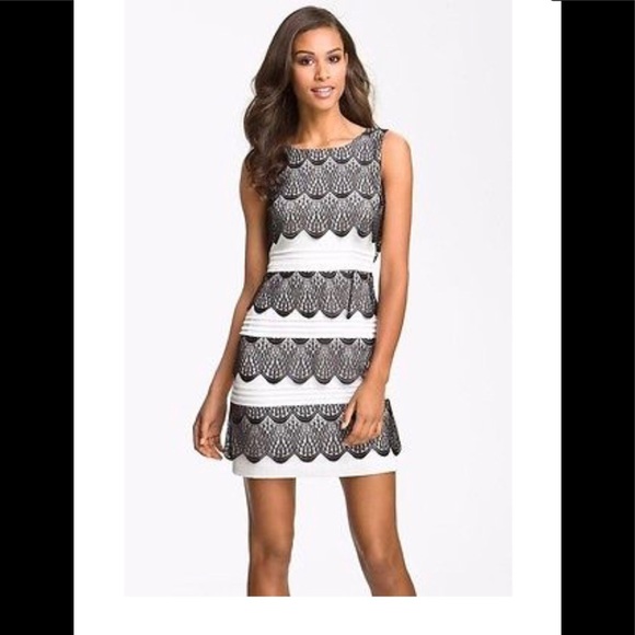 BCBG Dresses & Skirts - BCBG blk lace over white dress